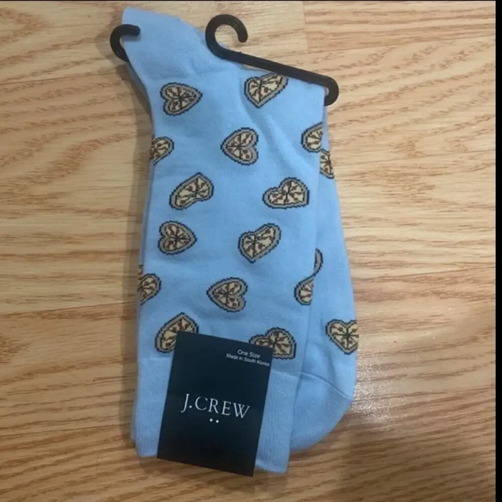 J. Crew Heart-Shaped Pizza Socks - Light Blue - New